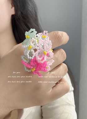 胭脂吻串珠项链手链加长链戒指