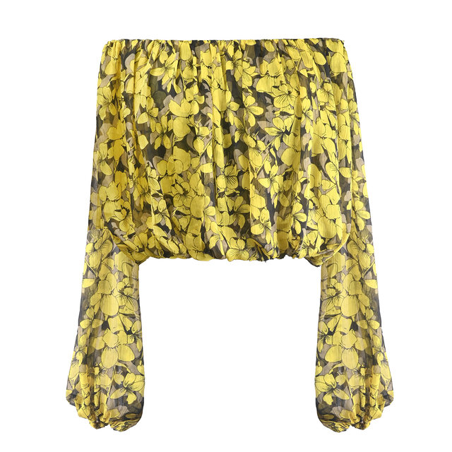 ແມ່ຍິງ off-shoulder ຄໍເຮືອ sexy chiffon ເທິງ