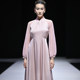 Sweet Waist Solid Color ແຂນຍາວ Swing Dress ສໍາລັບແມ່ຍິງ