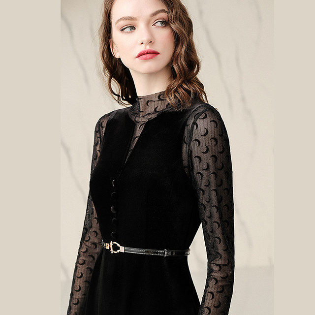ແບບໃຫມ່ຕາຫນ່າງຄໍາ velvet slim dress ສໍາລັບແມ່ຍິງ