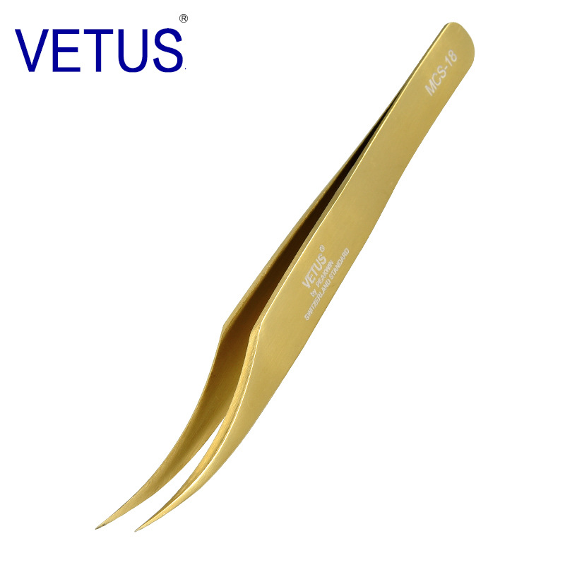 跨境正品VETUS美容美妆不锈钢镊子 MCS种植假睫毛套装工具夹子-图1
