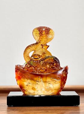 日本进口琉璃蛇摆件金蛇送福一帆风顺帆船招财纳福2025蛇年家用客