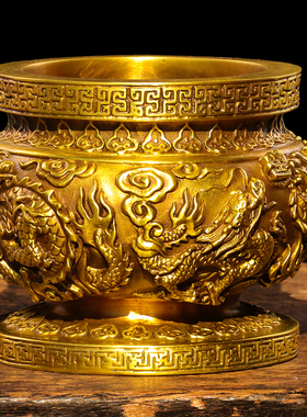 仿古风供佛室内纯铜九龙香炉