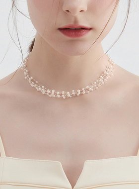 夏日叠戴满天星仿珍珠choker项链