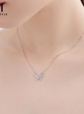 S925银蝴蝶项链女款2026新款
