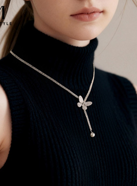 mck璀璨蝴蝶毛衣项链气质配饰
