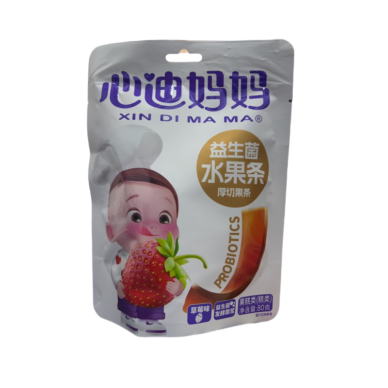 心迪妈妈益生菌水果果肉条儿童零食鲜果条草莓蓝莓苹果80g6袋包邮