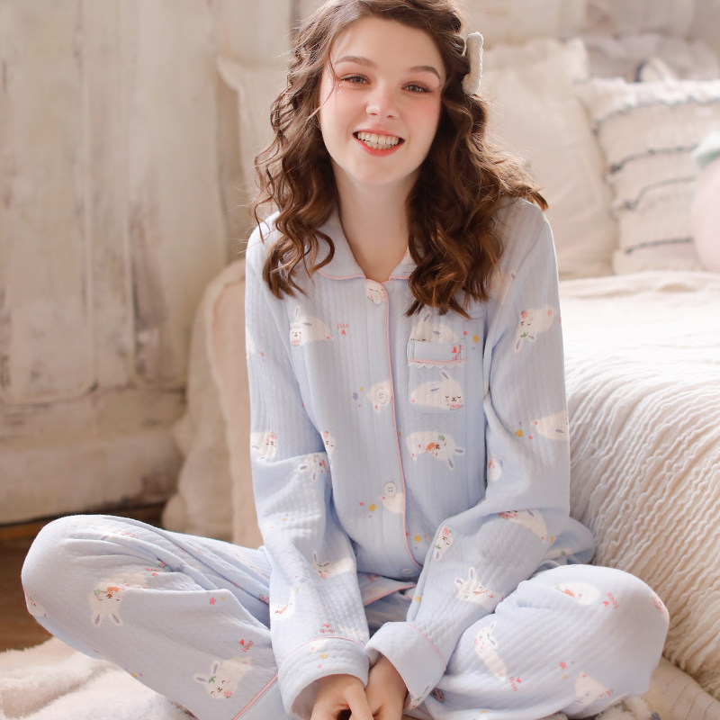 月子服纯棉产后怀孕期秋冬季睡衣 可可小奈家居服套装