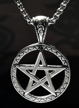 五芒星吊坠项链男潮嘻哈配饰