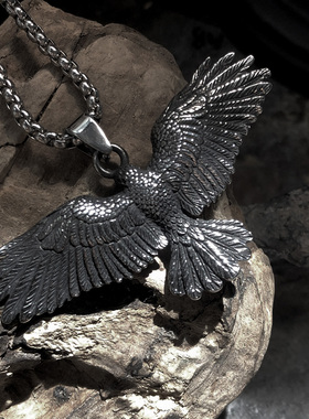 钛钢蛇骨链男吊坠项链双面精雕