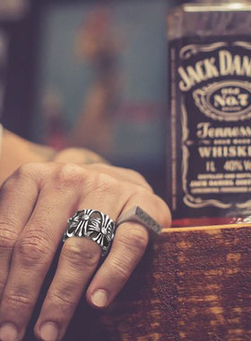 复古钛钢十字架欧美风戒指