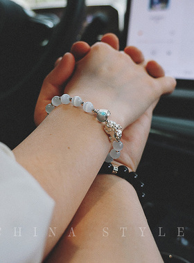 天然黑曜石貔貅情侣手链