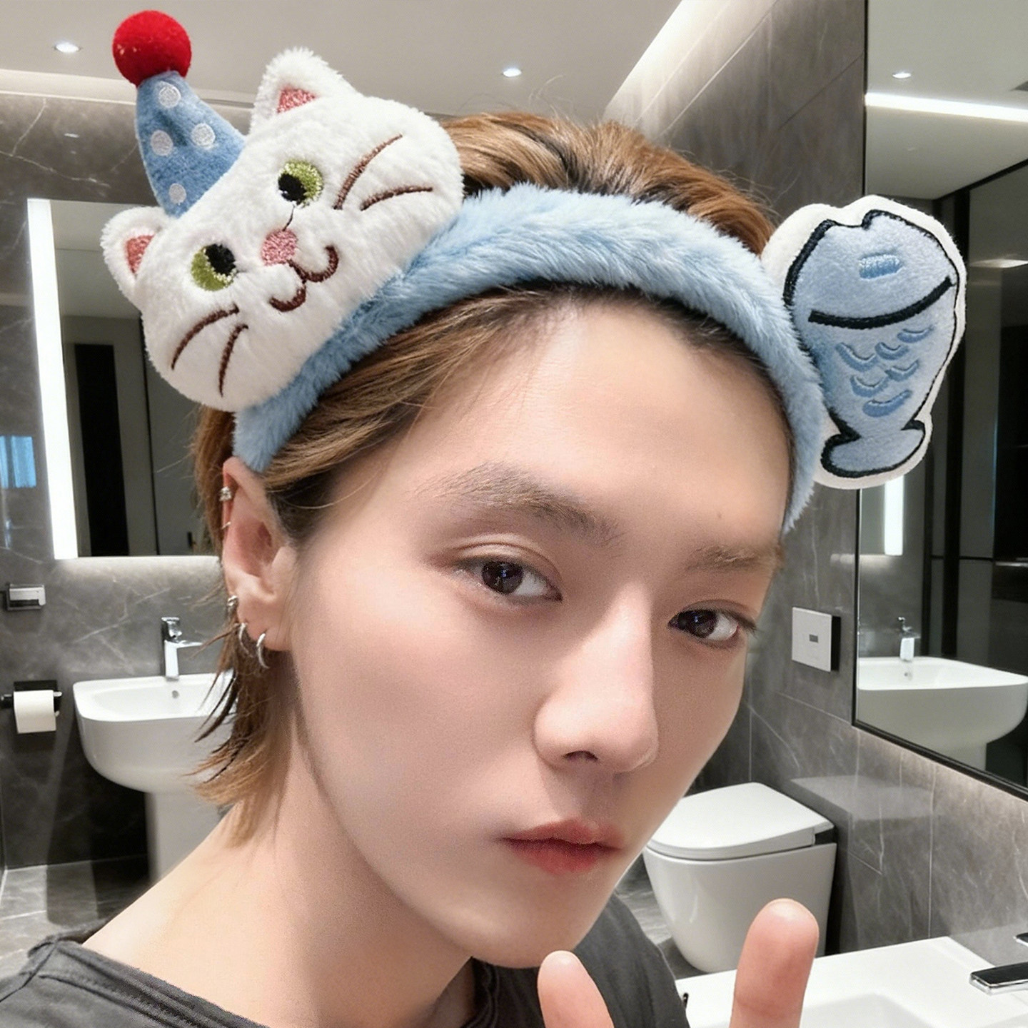 可爱卡通毛绒男士发箍女2025新款洗脸专用头箍防滑不掉压发卡头饰,淘宝优惠券,粉丝福利购,淘宝优惠卷