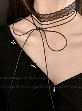气质感蕾丝系脖锁骨链丝巾
