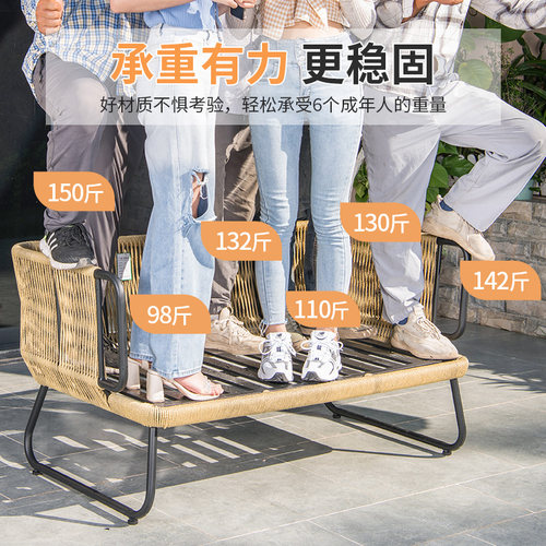 远茂北欧户外桌椅庭院露天休闲阳台茶桌椅组合藤编室外藤椅子沙发 - 图2