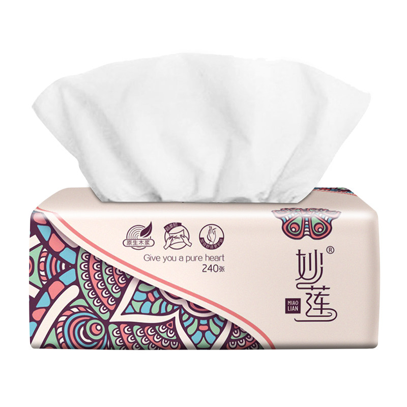 妙莲木浆婴儿30包整箱家庭装餐巾纸 妙莲抽纸