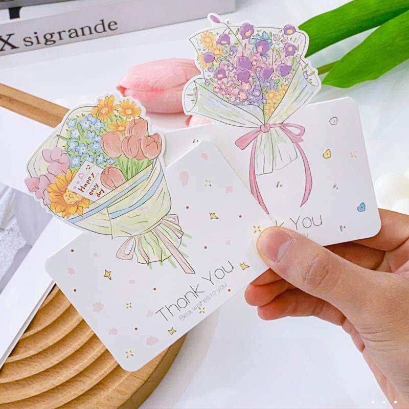 母亲节贺卡感谢卡高级感礼物diy手工制作thank you卡片生日手写信情人节送女友感恩明信片花店鲜花留言祝福卡