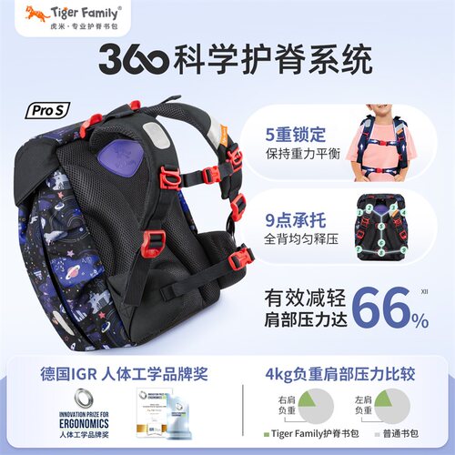tigerfamily虎米书包小学生1-3年级儿童礼物男女孩护脊减负双肩包 - 图0