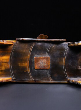 古玩杂项旧藏珍藏牛角雕节节高升聚宝盆摆件家居装饰品工艺收藏品