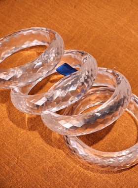 古玩收藏白钻石圆条手镯子切面钻石手镯女礼物珍藏玉手环套装饰品