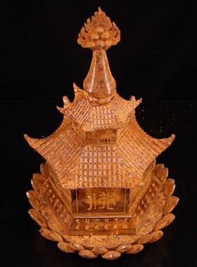 古玩古董旧藏珍藏古院唐代时期琉璃雕刻描金舍利莲花收藏