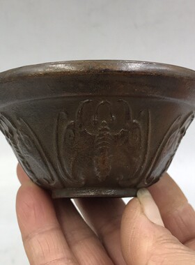 古玩收藏铜器复古紫铜碗装饰供奉碗大明宣德年制宣德碗摆件