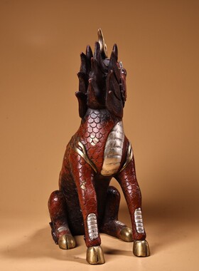 古玩杂项纯铜鎏金聚财文房摆件