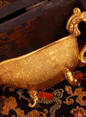 古玩纯手工鎏金一套古董收藏