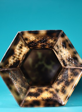 旧藏乡下收精工镂空帽插花瓶摆件豹纹仙鹤祥云居家客厅装饰藏品