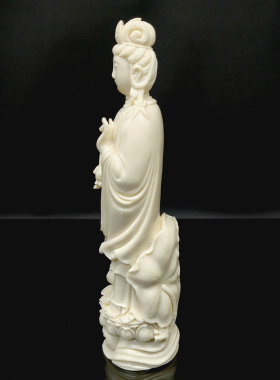 古玩收藏高仿猛犸象牙果雕刻如意观音摆件家居客厅工艺品禅意佛像