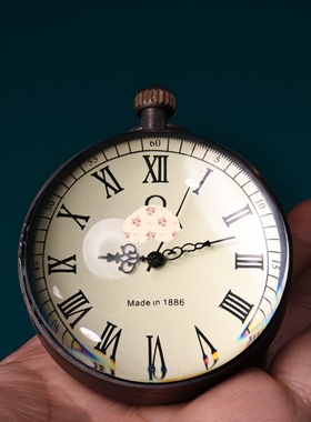 古董文玩欧洲回流手动发条水晶球机械表西洋表桌面摆件复古老物件