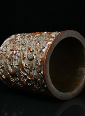 古玩木雕收藏手工雕刻竹雕笔筒花梨木黄杨木文房用品书房摆件