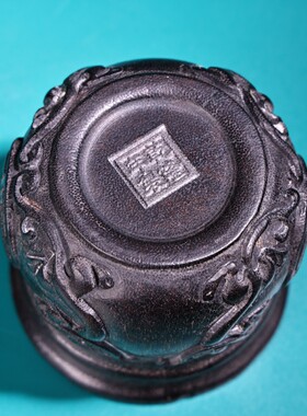 古董文玩收藏老牛角雕刻蛐蛐罐储物罐蝈蝈罐配木盒子