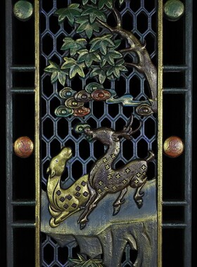 珍藏楠木漆器彩绘梅兰竹菊四条屏挂屏一套古玩家居装饰收藏