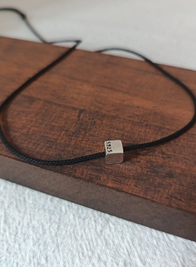 S925银小方块吊坠锁骨链颈链