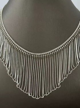 榴莲银饰 DURIAN 通体925银镀铑金奢华瀑布项链女晚宴锁骨链女