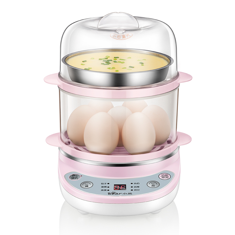 小熊清致专卖店小熊蒸蛋器自动断电家用煮蛋器可预约定时双层炖蛋蒸鸡蛋羹机神器3