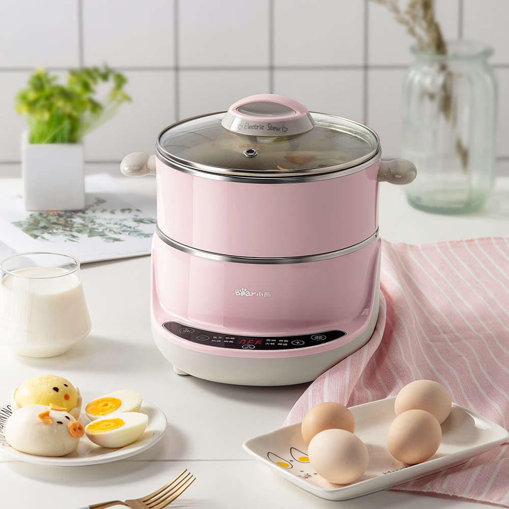 小熊清致专卖店小熊煮蛋器家用电蒸锅预约定时自动断电双层不锈钢多功能早餐神器0