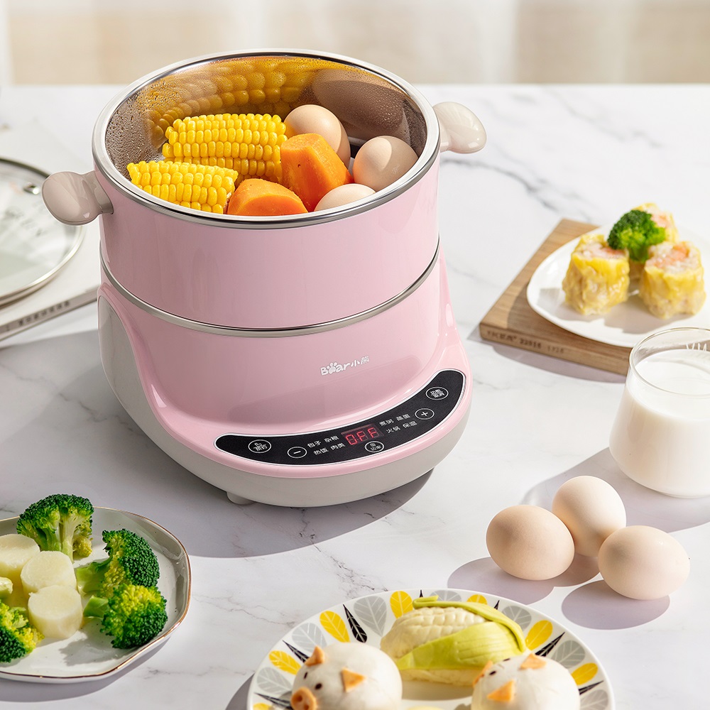 小熊清致专卖店小熊煮蛋器家用电蒸锅预约定时自动断电双层不锈钢多功能早餐神器1