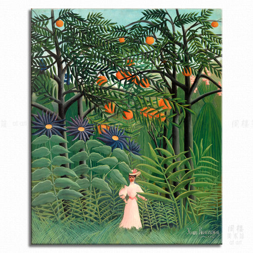 在异域丛林漫步的女子 Henri Rousseau 卢梭 装饰画 朴素艺术风格 - 图3