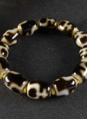 圣饰奇缘黑金宝瓶天珠天然西藏真品玛瑙藏式手串男女11*14mm左右