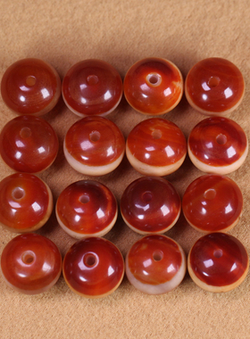 圣饰奇缘 西藏天然玛瑙红肉药师珠9*12mm左右手串diy配珠配饰