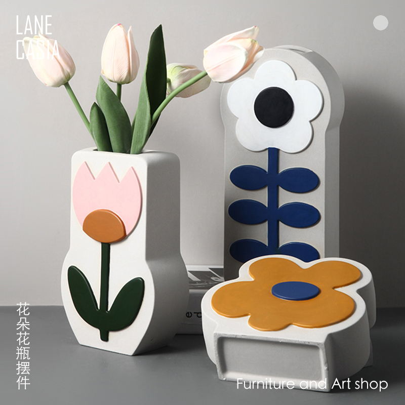 Ceramic vase 简约现代小清新陶瓷花瓶摆件装饰ins风设计款样板间 - 图2