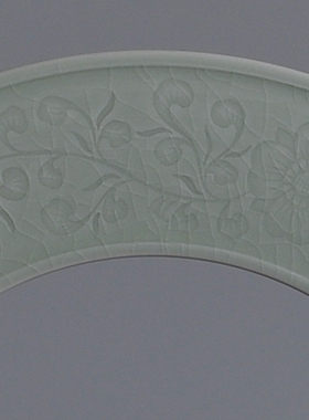 作品手工保平安汝瓷玉璧菊花雕刻