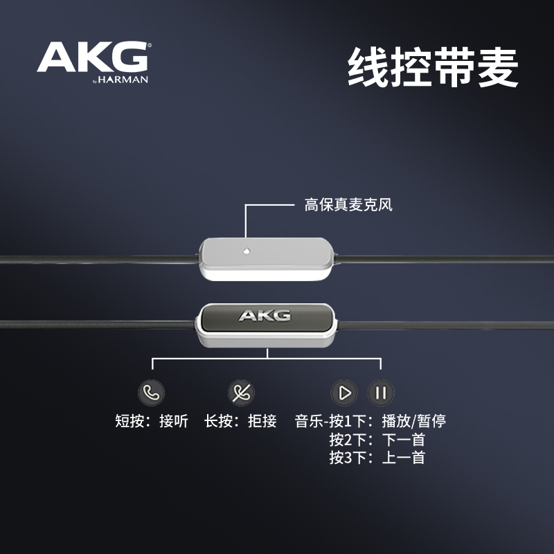 AKG/爱科技K374U手机耳机耳麦线控带麦入耳式游戏开黑音乐语音K歌 - 图1