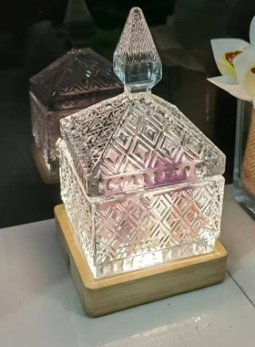 居家无火香薰扩香石储物罐水晶玻璃容器皿持久留香精油瓶发光摆件