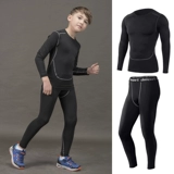 Детский спортивный баскетбольный футбольный комплект, эластичный быстросохнущий лонгслив для тренировок для спортзала, в обтяжку, для бега