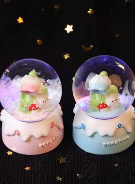 创意水晶球雪花树脂工艺办公室摆件家居桌面摆饰品学生礼物送少儿