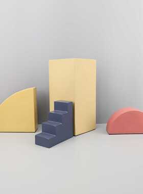 欧式简约莫兰迪色几何模型摆件工艺品桌面少儿房书房书柜软装摆设