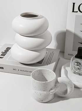贝汉美欧式白色花瓶高级感创意家居装饰品不规则花器陶瓷摆件